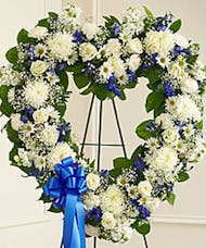Always Remember Blue and White Floral Heart Tribute