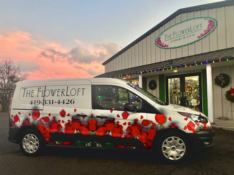 One of The FlowerLoft's branded delivery vans
